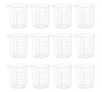 12 Pcs 3.4 Oz Transparent Lab Measuring Cup, 100ml Plastic Beaker Cups, for Science Experiment, Liquid Measuring