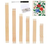 12 Pcs 3 Sets Embroidery Stretcher Bars, 6 Sizes Wooden Canvas Stretcher Bars Needlepoint Frame Kit with 40 Thumb Tacks & Tacks Remover for Needlepoint Cross Stitch and Craft Art Supplies