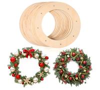 12 PCS 30cm Wooden Wreath Frame: Christmas Wooden Wreath Ring for Fall Winter Front Door Decor - Unfinished Wooden Wreaths Ring for Floral Arrangements, Wall Decor, Fireplace Hangings, Centerpieces