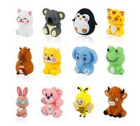 12 Pcs 3D Animals Silicone Focal Beads for Pens, 12 Divers Styles Animals Pen Charms, Cute Puppy Koala Bear Rabbit Silicone Charms for Gift Making, Keychain DIY, Bracelet Necklace Jewelry Supplies