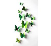 12 Pcs 3D Butterfly Green Stickers Making Stickers Wall Stickers Crafts Art Decor Wall Stickers Home Kid Room Decals Butterflies