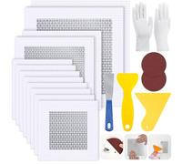12 PCS 4/6/8 Inch Wall Repair Patch Kit, Aluminum Mesh Dry Wall Hole Repair Patch with Scraper Sandpapers Gloves Heavy Duty Wall Repair for Large Holes Quick Fixes