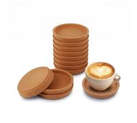 12 Pcs 4" Round Cork Coasters with Rim, Eco-Friendly & Heat-Resistant Non-Slip Absorbent Drinks Coasters for Tea Coffee Beer Wine,Versatile Jewelry Tray & Plant Saucers, Blank Coasters for DIY Crafts