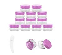 12 pcs 5 Gram/5ml Jars with 1 Mini Spatulas, Sample Pots, Mini Jars With Lids, Sample Containers Pots, For Samples, Eye Shadow Lip Balm, and Makeup (5ML, Pink)
