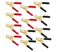 12 PCS 50A Jump Lead Clamps, Heavy Duty Pure Copper Crocodile Clips Electrical 12V Alligator Clamps 80mm 3.15in Red Black for Car Auto Battery Booster Cables Jump Leads