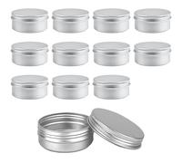 12 PCS 50ML Aluminum Tin Small Jars Empty with Screw Cap Lids, Cosmetics Pots Balm Containers Portable Travel Jar Sample for DIY Crafts Salve Cream Candle