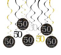 12 PCS 50th Birthday Hanging Swirls Decorations for Boys Girls Happy 50th Birthday Streamers Party Decorations Fifty Hanging Swirl Sparkling Celebration