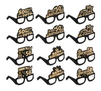 12 PCS 50th Birthday Paper Glasses Black Gold Eyeglasses Birthday Party Decoration Supplies Funny 50th Birthday Photo Props Vintage Birthday Costume Accessories for Men Women Fifty Years Old(50th)