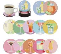 12 Pcs 5D Diamond Painting Coasters Kits with Holder,Boho Diamond Art Coasters Set for Drinks Coffee Table, Diamond Painting kit for Beginners Adults DIY Art Craft Gifts Home Decors (Cocktail)