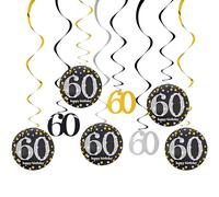 12 PCS 60th Birthday Hanging Swirls Decorations for Boys Girls Happy 60th Birthday Streamers Party Decorations Sixty Hanging Swirl Sparkling Celebration
