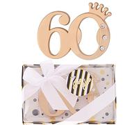 12 pcs 60th Birthday Party Favors Bottle Opener-Black and Gold 60th Birthday Anniversary Party Souvenir Gift Keepsake for Guest,60 Birthday Party Decor Supplies (Black 60, 12)