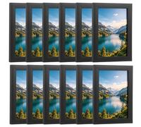 12 Pcs 6x4 Inch Photo Frames, Classic Black Picture Frame Set, Plastic Display with Reinforced Acrylic Glass Panel, Easy Wall Mount Stand, Ideal for Home Wedding Office Photo Display