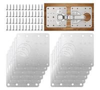 12 Pcs 90x90mm Hinge Repair Plates with Screws, Stainless Steel Cabinet Hinge Repair Kit with Screws, Kitchen Cupboard Door Hinge Repair Plate for Furniture Maintenance