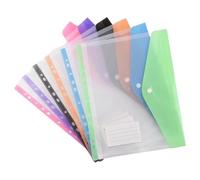 12 Pcs A 4 File Folder Clear File Bag 11 Hole Document Folder with Label Pocket Document Bag School Office Supplies