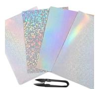 12 Pcs A4 Holographic Sticker Paper, Self Adhesive Clear Overlay Film