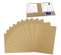 12 Pcs A4 Kraft Paper Document File Folder, 2 Compartments Pocket Presentation Holder Project Folders Organiser Storage Folder with Cards Slot Paperwork Organizer Set for Office School Business Home