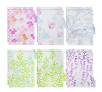 12 Pcs A5 Index Divider, 6 Hole Plastic Paper Sheet, Translucent Floral Planner, A5 Binder Index Dividers, Classified Label Binder, Binder Dividers for Planner Notebook Travel Diary Journal Loose