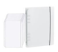 12 Pcs A5 Punched Binder Pockets with 1 Cover, Zipper Plastic Wallet for Ring Binder, Waterproof A5 Folder for Cash, Cards & Budget Planner