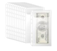 12 PCS A6 Binder Pockets No Zipper 6-Hole Cash Stuffing Envelopes Clear PVC Saving Envelope A6 Binders Pouch Clear PVC Zipless Binder Pouch Saving Challenge Envelopes Money Envelope for Cash Budgeting