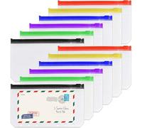 12 Pcs A6 Cash Envelopes, Binder Pockets 6 Holes, PVC Wallet Money Binder for Cash Saving, Loose Leaf Budget Binder Folders Bags with Zipper, Document Organizer Binder for Bill Money Cash Cards