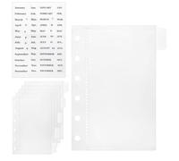 12 Pcs A7 Size Binder Pockets 6 Hole Cash Envelopes Tab Dividers, 6 Ring Clear Waterproof PVC Document Zipless Folders Pockets for Budgeting Planner Inserts Filing Documents Accessories