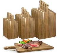 12 Pcs Acacia Wood Cutting Boards with Handle, Wooden Chopping Board Bulk, Meat Charcuterie Boards, Serving Board for Bread, Pizza, Cheese, Fruits, Vegetables (3 Sizes)