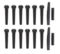 12 Pcs Acoustic Guitar Bridge Pins Pegs with 4 Pcs Guitar Bridge Saddle Nut (Black)