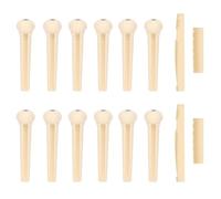12 Pcs Acoustic Guitar Bridge Pins Pegs with 4 Pcs Guitar Bridge Saddle Nut (White)