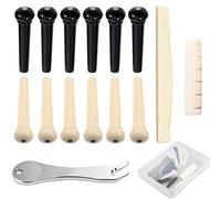 12 Pcs Acoustic Guitar Bridge Pins with Bridge Pin Puller Remover & Guitar Bridge Saddle Nut, Guitar Pegs Replacement Parts and Accessories