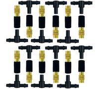 12 PCS Adjustable Brass Misting Spray Nozzles, Atomizing Sprinklers, Copper Atomizing Nozzle, with 12 Tee Irrigation Misting Drip Kit, for Garden Watering Greenhouse Seedlings Irrigation