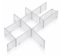 12 Pcs Adjustable Drawer Dividers DIY Cuttable Plastic Home Organisers | Interlocking slot design, cut to fit any drawer, ideal for socks, makeup, kitchen & office, durable blue plastic.