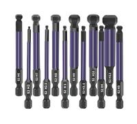 12 Pcs Allen Key Drill Bit Set,Screwdriver Bit Sets,Ball End Allen Hex Key Set S2 Steel,1/4” Hex Shank Magnetic Allen Wrench Screwdriver Bits,65mm Phosphating Treatment Purple H2-H12