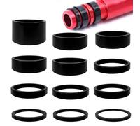 12 Pcs Aluminium Alloy Headset Spacers for Bikes, Headset Spacers for Bike, Aluminum Alloy Headset Stem Spacer Set for MTB BMX Mountain Road Bikes Cycling 2MM 5MM 10MM,Black-3mm, 5mm, 10mm, 20mm