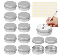 12 pcs aluminium tin jars,sample pot cosmetic,cosmetic pots,small pots with lids,15ml sample pot,empty cosmetic jar,mini containers with lids,for cream, sample, powder, makeup storage