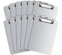 12 Pcs Aluminum Office Clipboard Silver Metal Clipboard Rust Proof Hanging Clipboard with Low Profile Clip Standard A5 Letter Size Clip Boards for Contractor Business School Medical Teach Laboratory