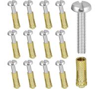 12 pcs Anchoring Screws for Pool Cover, M8*40 304 Brass Cavity Anchor Bolts for Pools, Stainless Bolt and Stud Plug for Pool Cover, Retractable Ground Anchor Ground Sleeve for Pool Cover