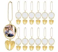 12 PCS Angel Wings Sublimation Keychain Blanks, Double Side Heat Transfer Blanks with Angel Wings Charms, MDF Round Key Rings Blanks for Sublimation DIY Craft