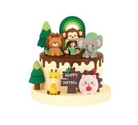 12 PCS Animal Cake Toppers - Woodland Cake Decorations, Jungle Wild One Theme, Cute Animal Designs for Boys Girls Kids Birthday Party, Happy Birthday Decorations