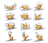 12 Pcs Animal Cookie Cutters, Safari Zoo Animal Cookie Cutters Set Animals Cracker Cookies Cutter for Kids with Lion Giraffe Hippo Panda Koala Elephant Dog Crocodile Swan