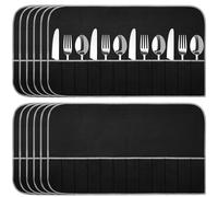 12 Pcs Anti Tarnish Silver Storage Bags Silver Storage Cloth Felt Flatware Organizer Anti Tarnish Protector Bags Place Setting Roll with White Ribbon for Kitchen Cutlery Utensils