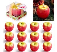 12 Pcs Apple Shaped Candles, 3D Apple Candle Artificial Creative, Rosh Hashanah Gifts Sets, Red Apple Decorations for Christmas Party Table Decor (Large)