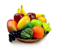 12 Pcs Artificial Fruits, Fake Fruit Decoration Realistic Faux Fruit Food Display, Imitation Fruit for Decor Kitchen Table Fruit Basket, Fake Apples Banana Orange Grape Mango Pomegranate
