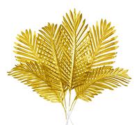 12 Pcs Artificial Gold Palm Leaves- 19.4" Realistic Golden Plants Leaf Fake Gold Tropical Palm Leaf Faux Gold Leaves Decorations for Wedding Birthday Jungle Beach Party Decors Supplies