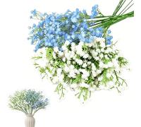 12 Pcs Artificial Gypsophila Flowers, 37cm White & Bule Baby Breath Flowers