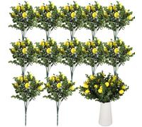 12 Pcs Artificial Lemon Branches, Faux Yellow Lemons with Flexible Green Stems, Realistic Fruit Picks for Table Centerpiece, Kitchen and Home Decor, Seasonal Floral Arrangements, Easy to Shape