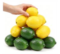 12 Pcs Artificial Lemons Set Two-tone Fake Fruit Simulation Lemon | Realistic Looking Artificial Lemon Home Kitchen Table Decoration Wedding Party Decor Yellow Green