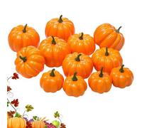 12 Pcs Artificial Pumpkins, Mini Fake Pumpkins, Realistic Autumn Pumpkin Decorations Plastic Pumpkins Foam Simulation Pumpkins Harvest Pumpkins for Halloween Thanksgiving Autumn Harvest Decorations