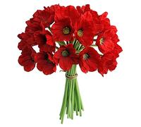 12 Pcs Artificial Red Poppies, 13'' PU Realistic Poppy Flowers for Home Wedding Party Easter Memorial Day Christmas Decor, DIY Floral Arrangements, Corsages Centerpieces