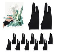 12 Pcs Artist Drawing Gloves for Right and Left Hand,Palm Rejection Digital Writing Gloves,Artist Glove with Two Fingers,Digital Art Glove for Paper Sketching Pad Monitor Graphics Tablet Painting