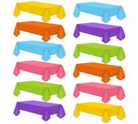 12 Pcs Assorted Color Plastic Tablecloths Disposable Rectangle 54 x 108 Inch Neon Party Table Covers for Neon Birthday Wedding Picnic Home Bridal Shower Mexican Fiesta Festival Party Decorations